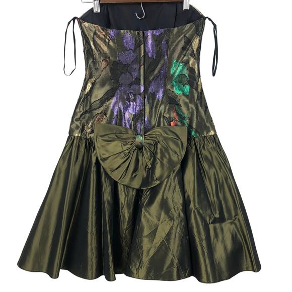 VINTAGE Nadine ‘80’s Party Dress Shiny Green Women’s SZ 4? EUC - Picture 2 of 14